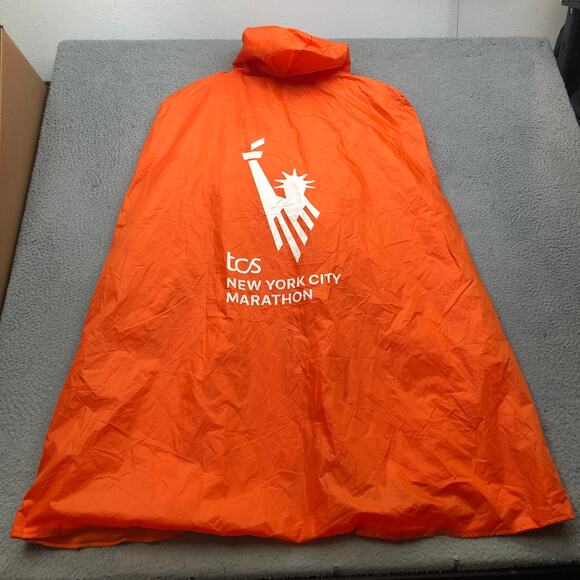 New York City Road Runners Marathon Poncho Cape Jacket Hoodie Mens 2XL Orange - Picture 1 of 6